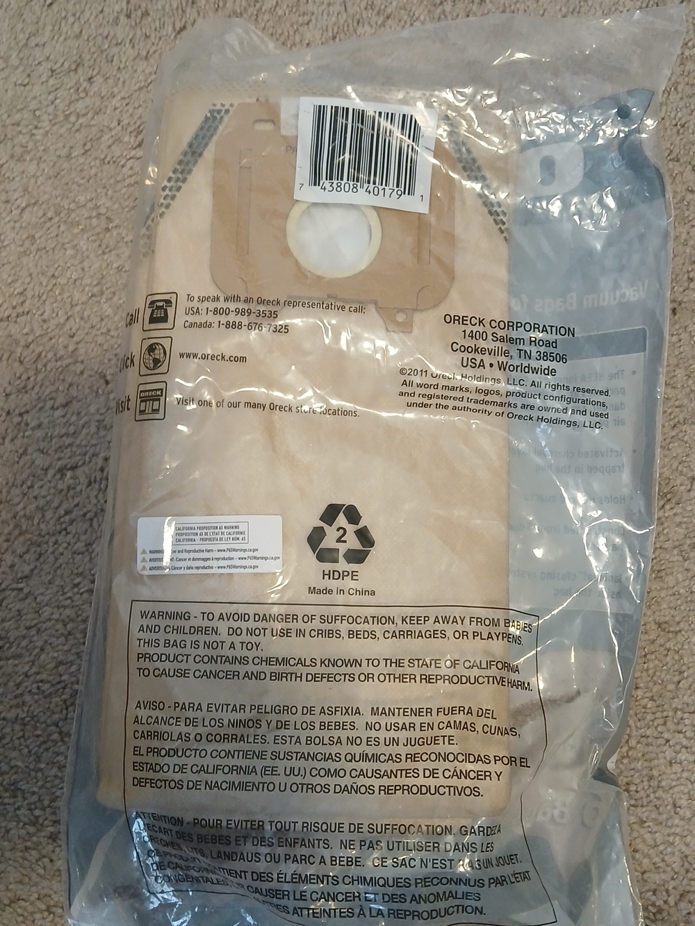 4 Oreck Magnesium HEPA Odor Fighting Vacuum Bags - Cream - Picture 3 of 4